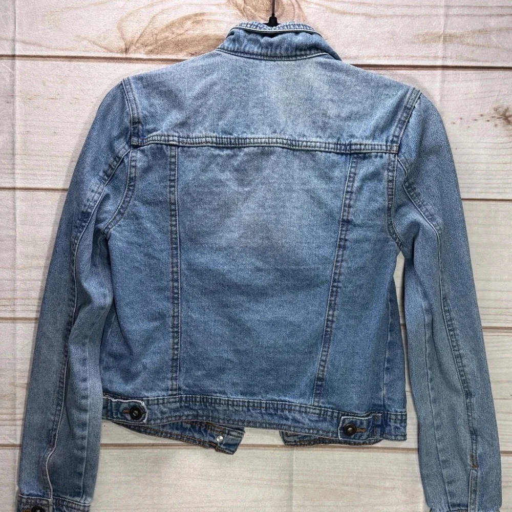 Highway Jeans Distressed Denim Jacket Light Wash Cotton Trucker Womens Large